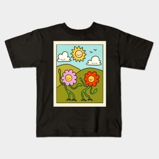 Dancing Flowers on The Hills Kids T-Shirt